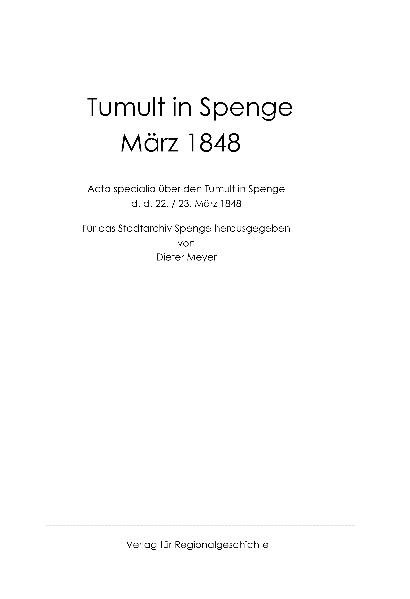 Tumult in Spenge 1848
